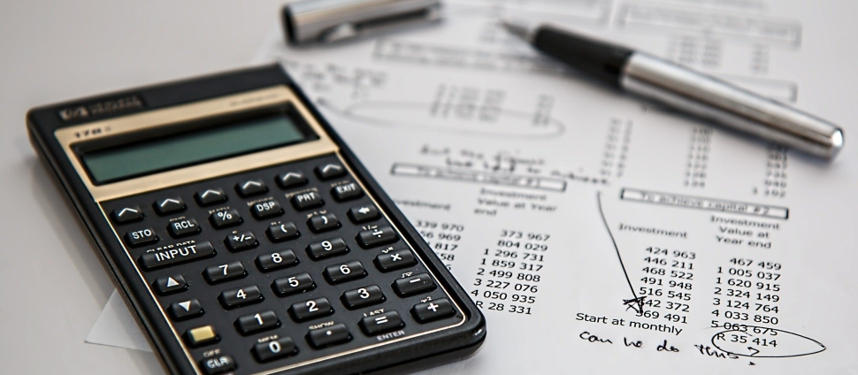 calculator and finance statement