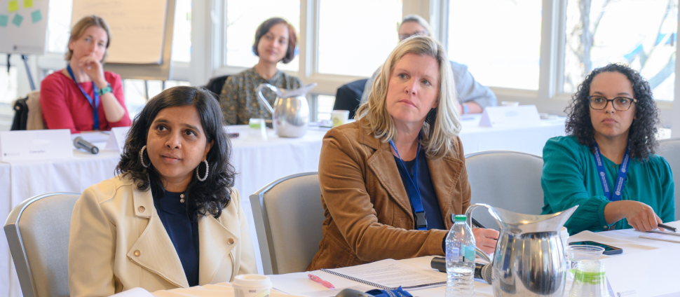Three women in an executive education leadership program.