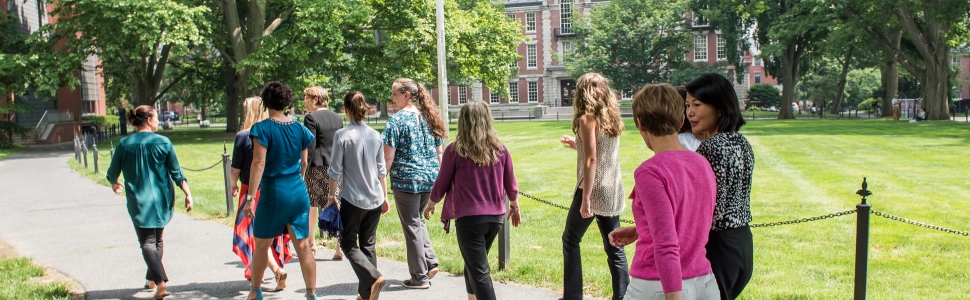 Women walking on campus