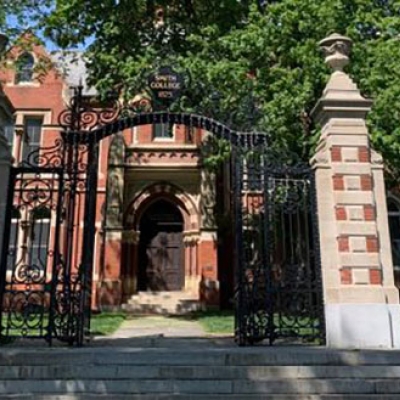 Smith Grecourt Gates with College Hall in the background
