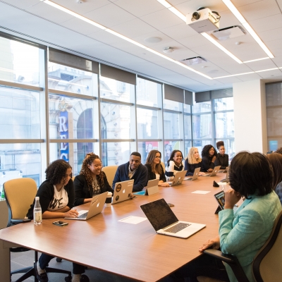 women meeting around a table