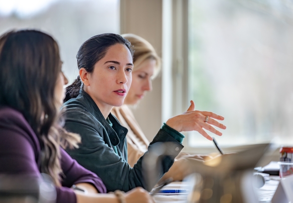 Image of a woman speaking during Smith College Directing Innovation leadership program