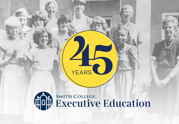 Black and white photo of the 1980 leadership cohort at Smith College Executive Education